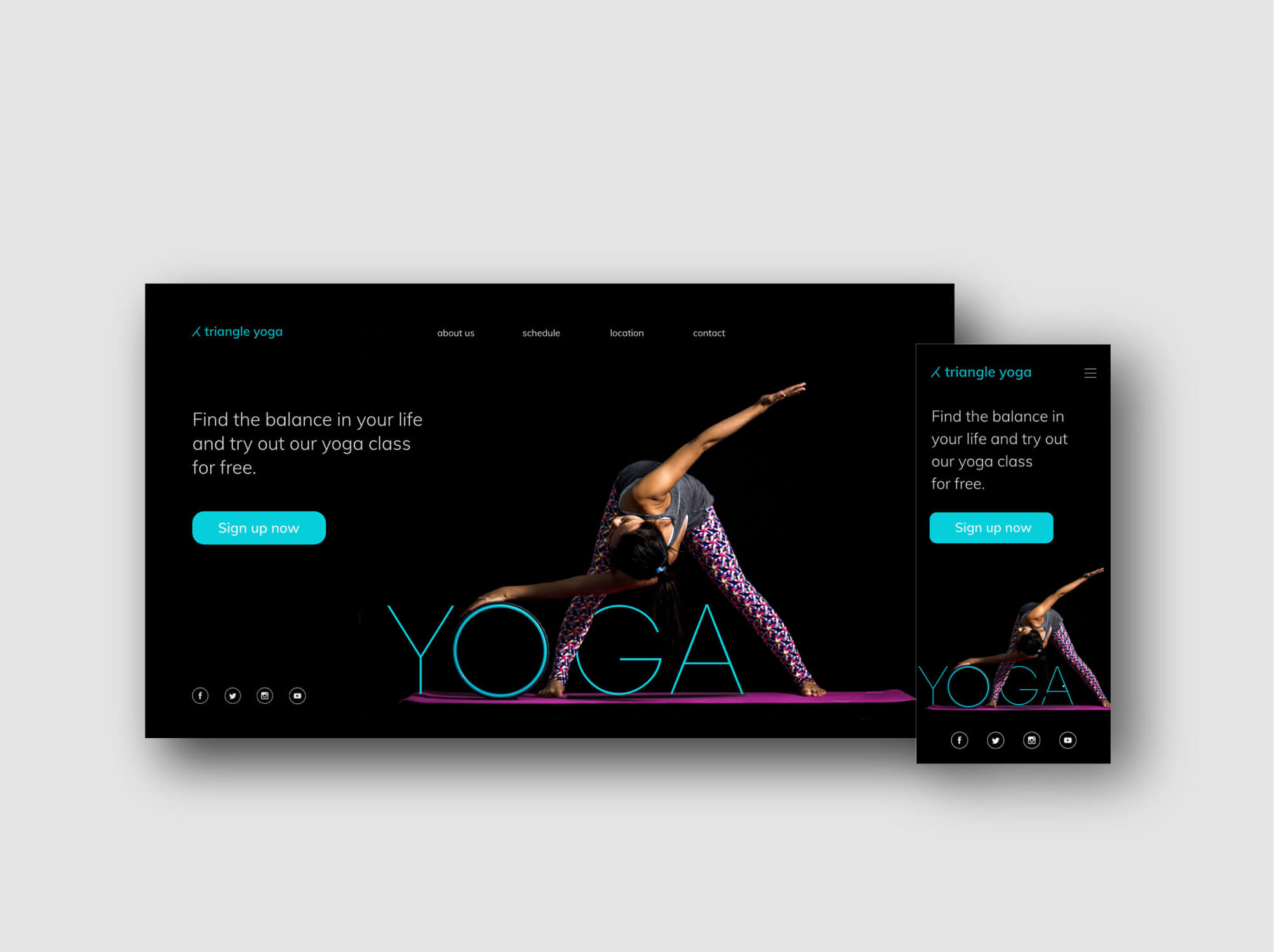 Yoga studio landing page design